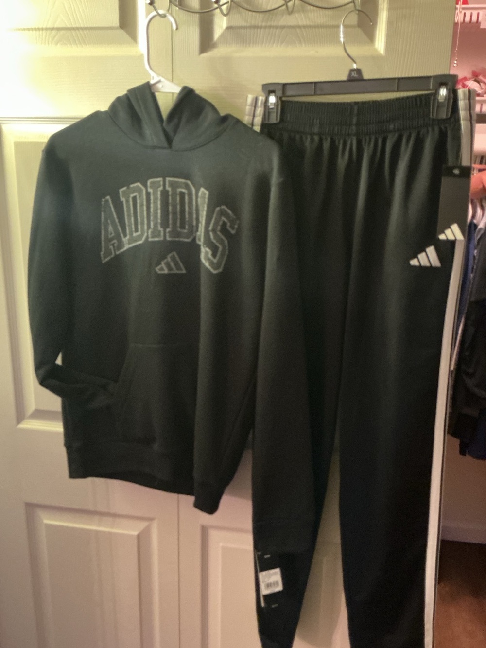 adidas Black Kids Joggers with White Logo